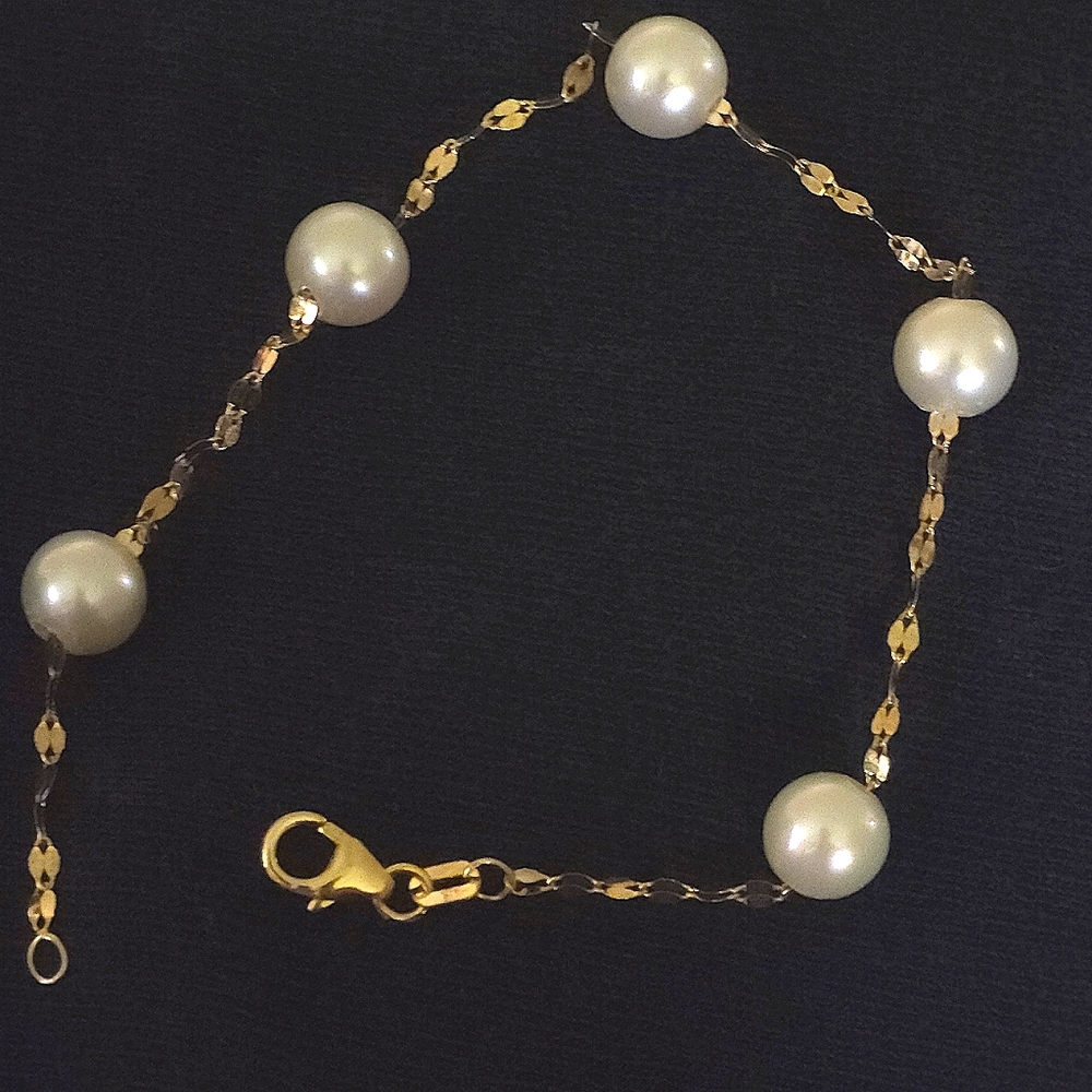 Women's 14K Gold and Real Pearl Bracelet